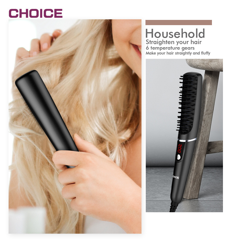 Custom Ionic Style Magic Electronic Ceramic Hair Brush Electric Negative Ion straightening Hair Comb Brush straightening Comb