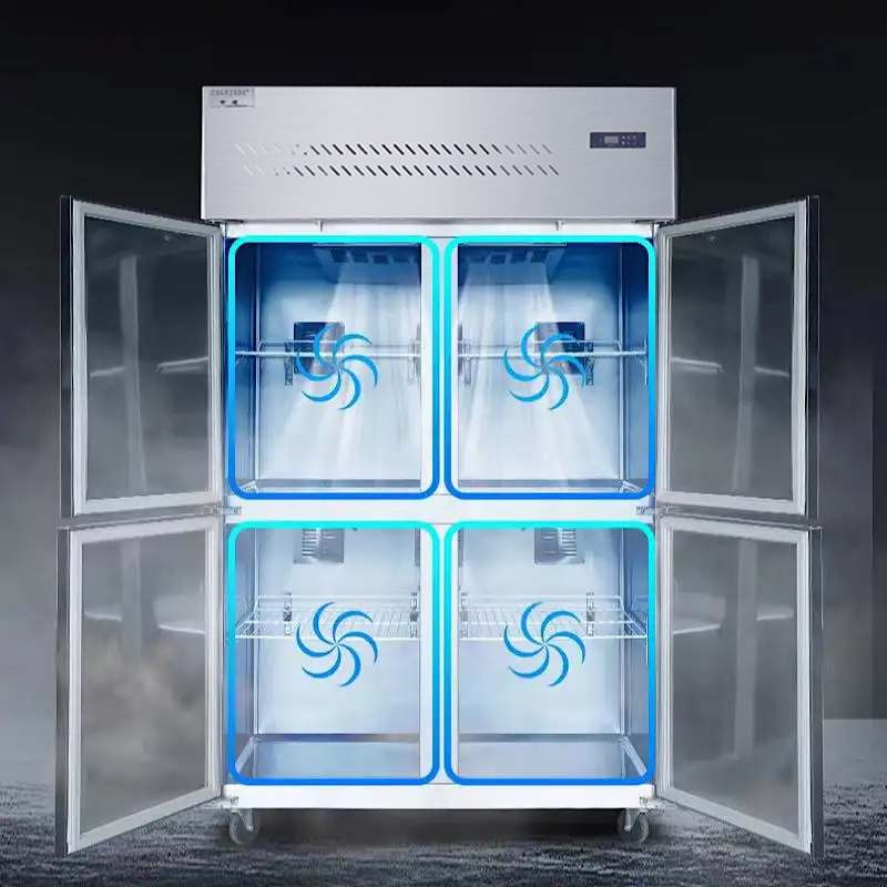 Commercial 4 Doors Upright Cooler Fridge 900L Vertical Chiller Refrigerator