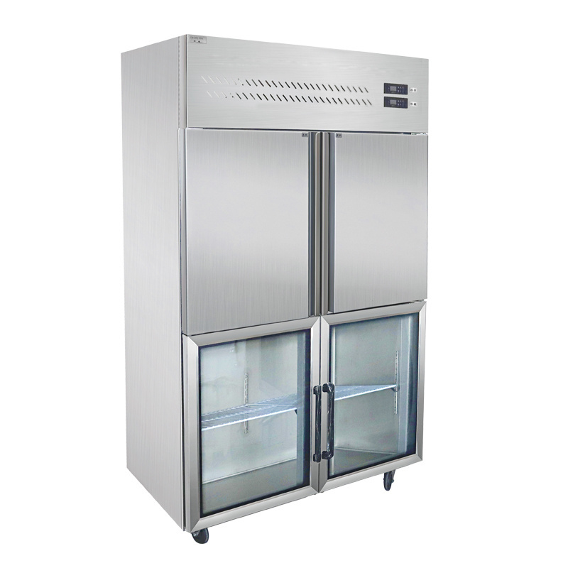 Commercial 4 Doors Upright Cooler Fridge 900L Vertical Chiller Refrigerator