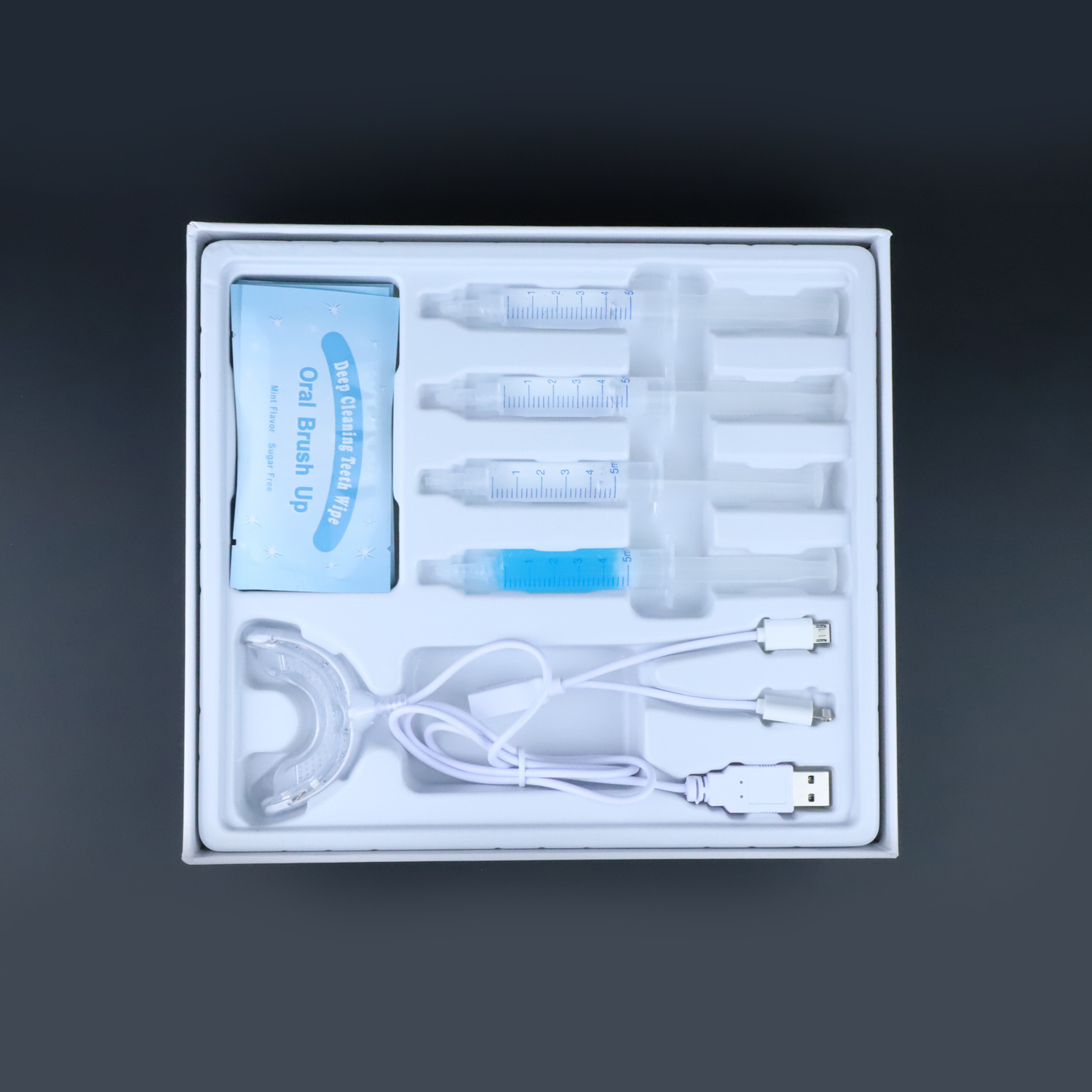 Professional Home Use Teeth Whitening Home Kit With Mini Smart Device Blue Led Light