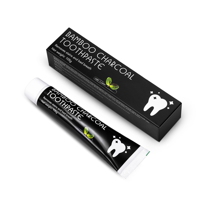 Fluoride free bamboo charcoal toothpaste adult whitening toothpaste Mint black charcoal toothpaste