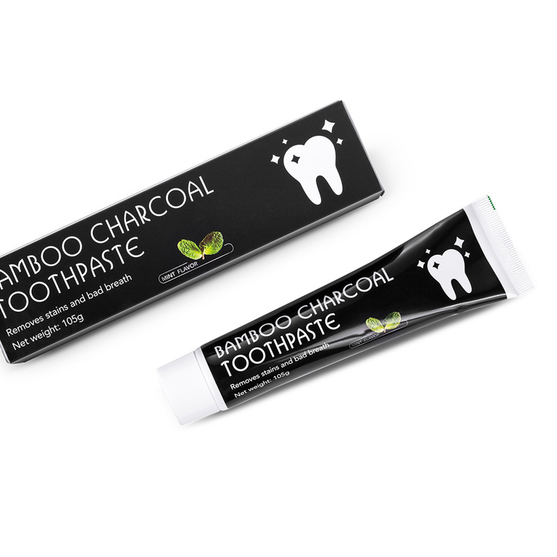 Fluoride free bamboo charcoal toothpaste adult whitening toothpaste Mint black charcoal toothpaste