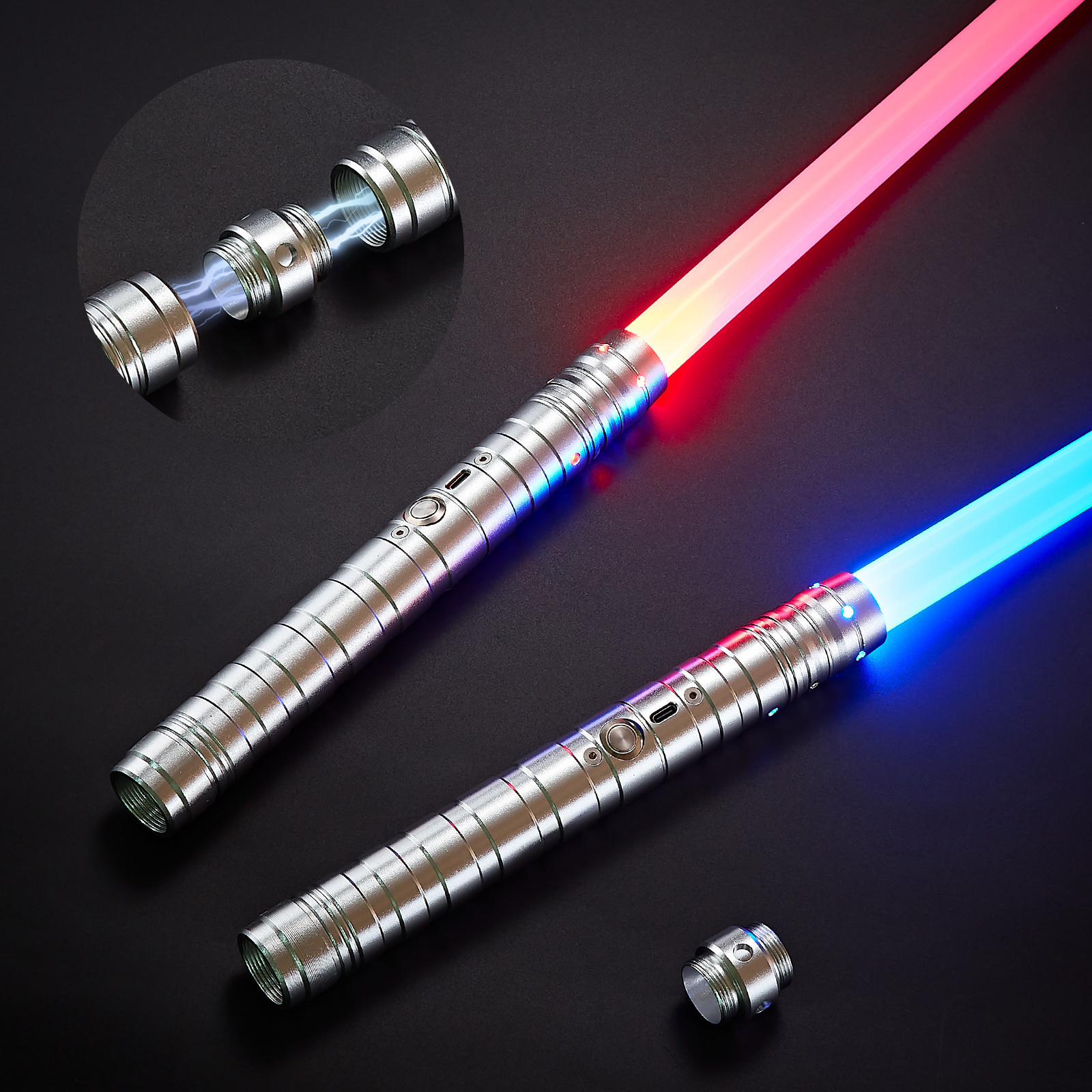 Metal Hilt Laser Sword Dueling Force Lightsaber Toys Light Saber Smooth Swing RGB Led Flashing Light Up Sword For Party