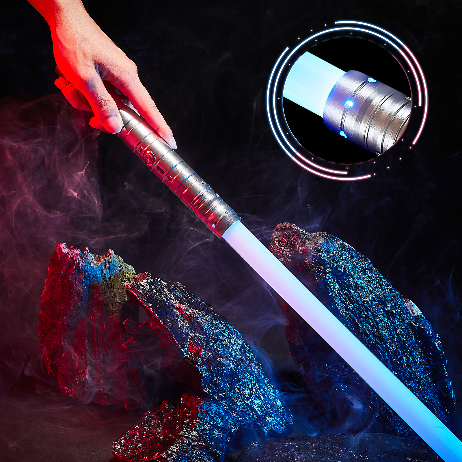 Metal Hilt Laser Sword Dueling Force Lightsaber Toys Light Saber Smooth Swing RGB Led Flashing Light Up Sword For Party