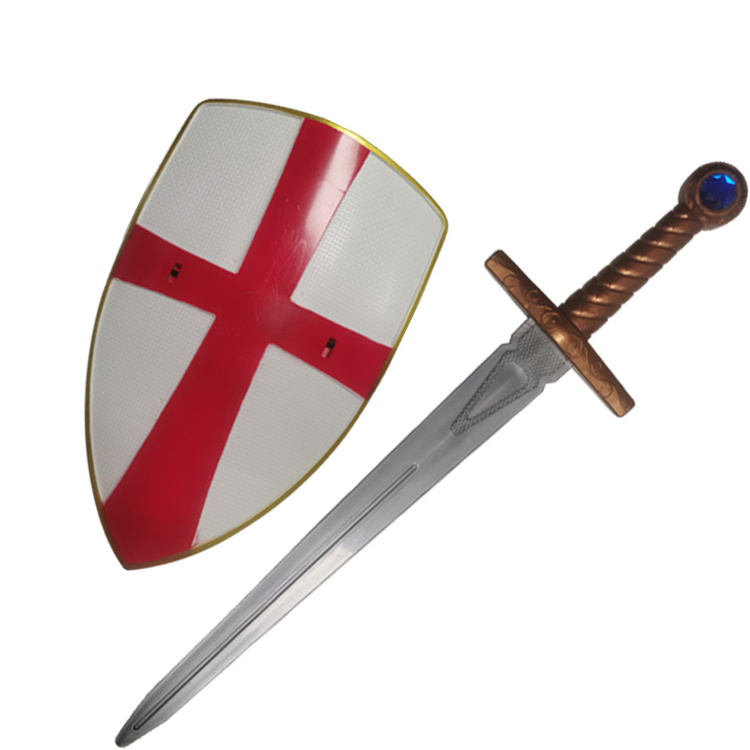 Medieval knights templar wore crusader shield weapons Plastic prince sword Halloween children's weapon cosplay props