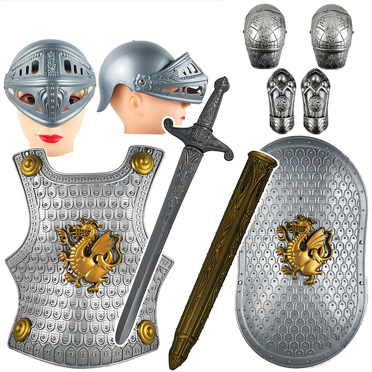 A children plastic  Roman Armour Knight  Medieval  Cosplay Roman warrior toys set Sword, shield and helmet wearable