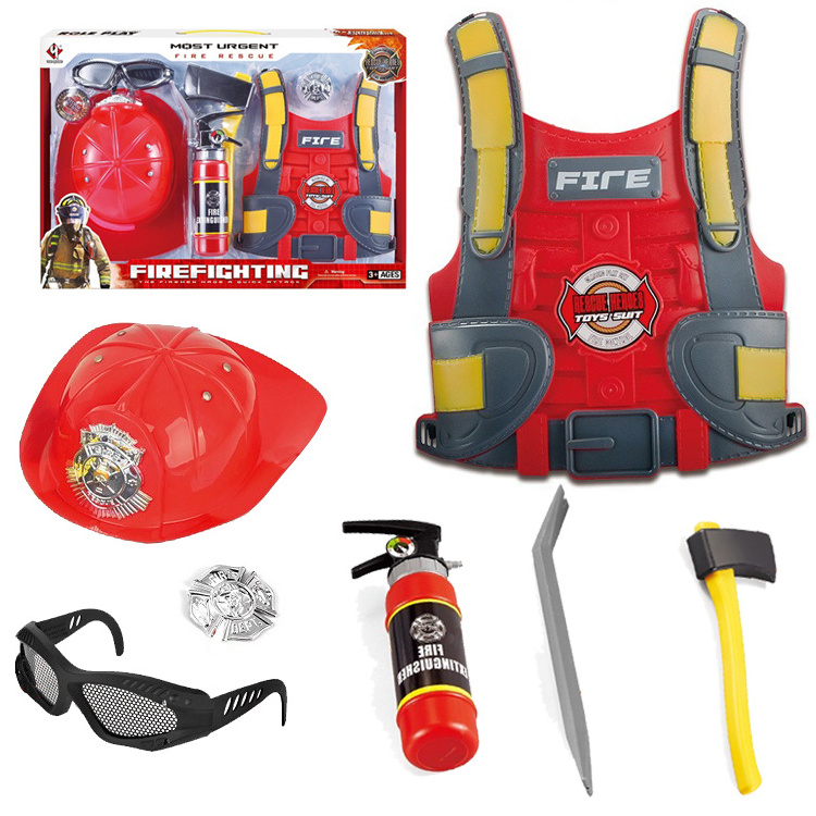 low price Fireman vest suit role-playing  toys set School cosplay  performance fire Extinguisher educational game