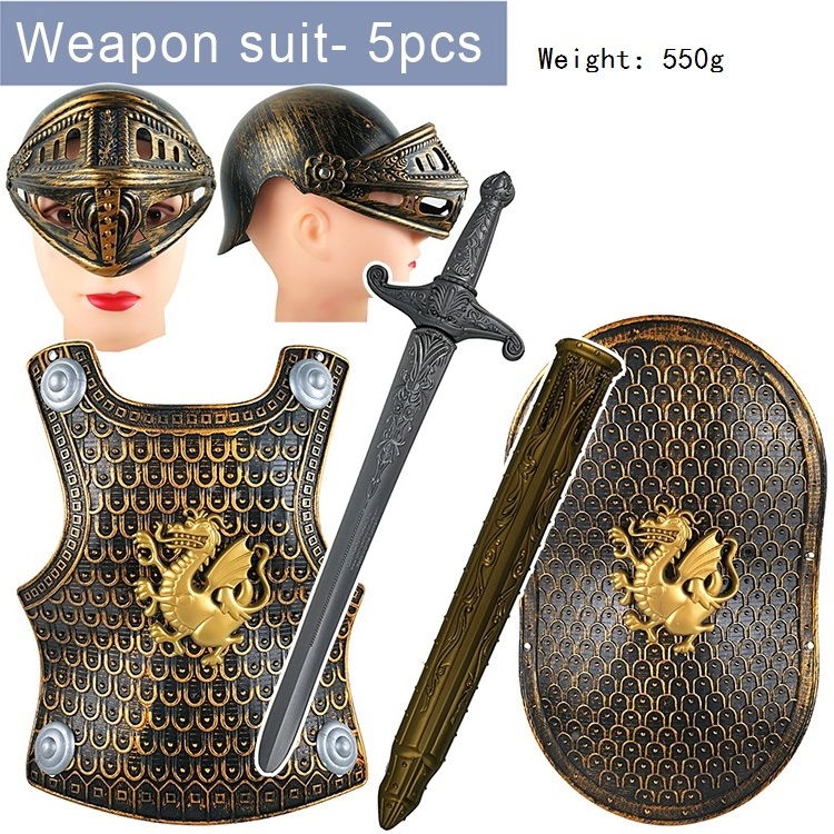 A children plastic  Roman Armour Knight  Medieval  Cosplay Roman warrior toys set Sword, shield and helmet wearable