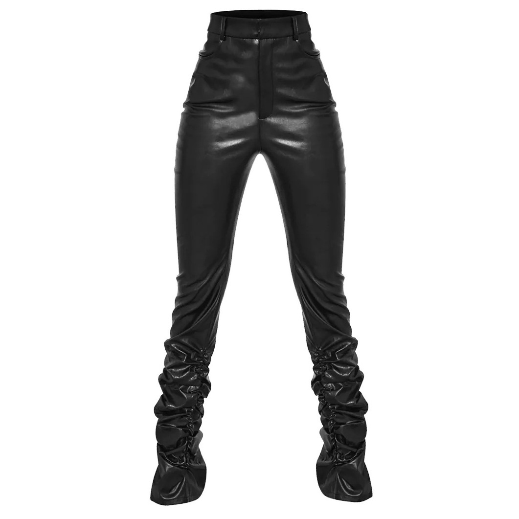 2022 Winter Women Clothes Spring Sexy Stretch Women Long Casual Pencil Pants High Waist Black Leather Pants