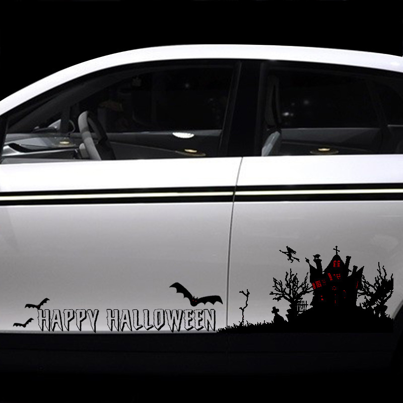 ETIE D=13cm 5inch pvc vinyl waterproof round decal halloween car window decal wall sticker car use holiday custom decals