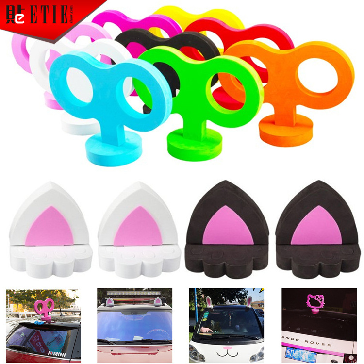 3D funny car exterior decoration eva cute dolls sticker for mini car Cat ear Car Roof Stickers