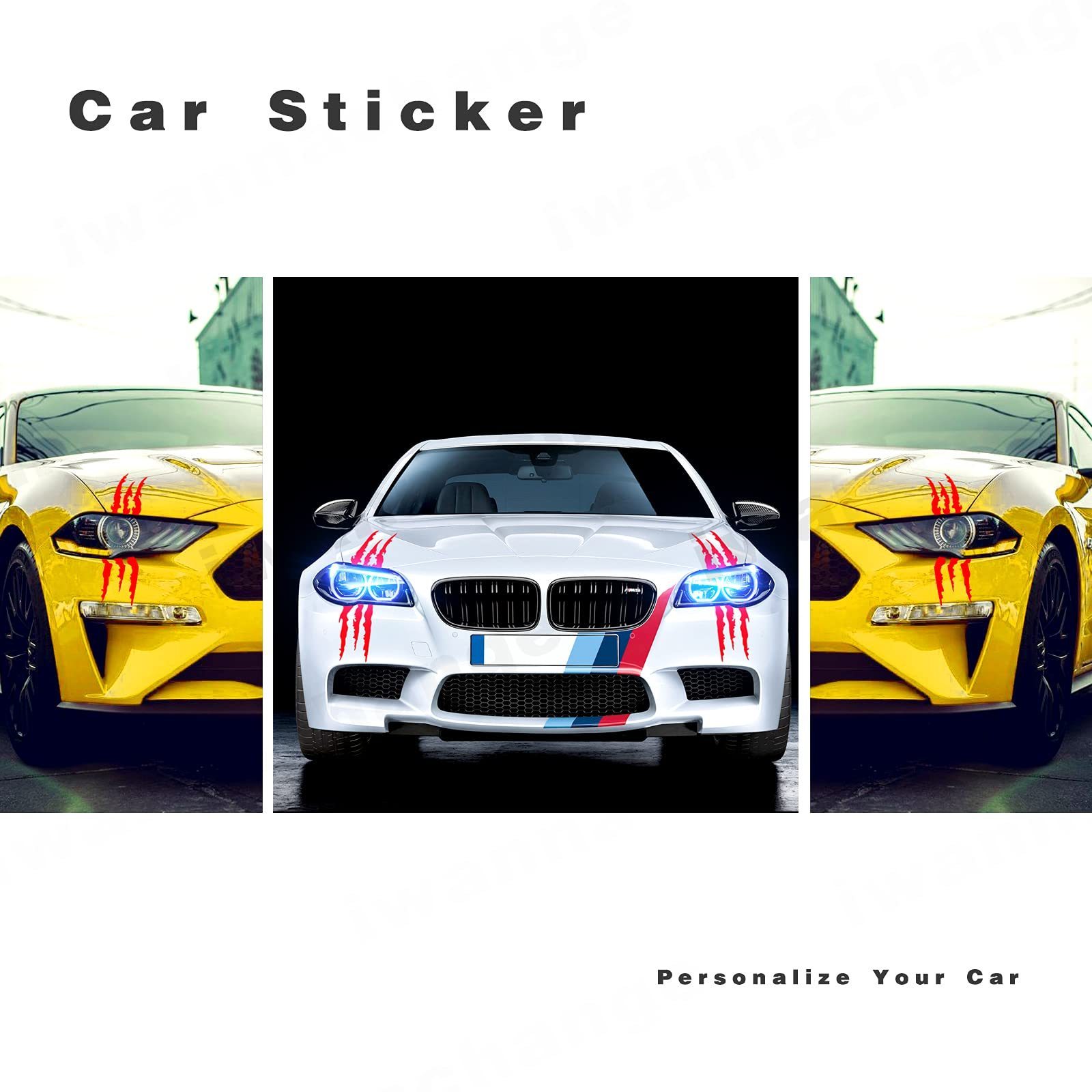 2pcs Monster Claw Marks Headlight Sticker Car Stripes Scratch Decal Vinyl