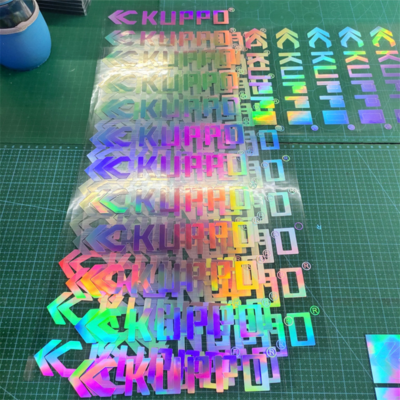 Holographic die cut decal Rainbow vinyl adhesive logo label weatherproof Hologram transfer sticker car custom