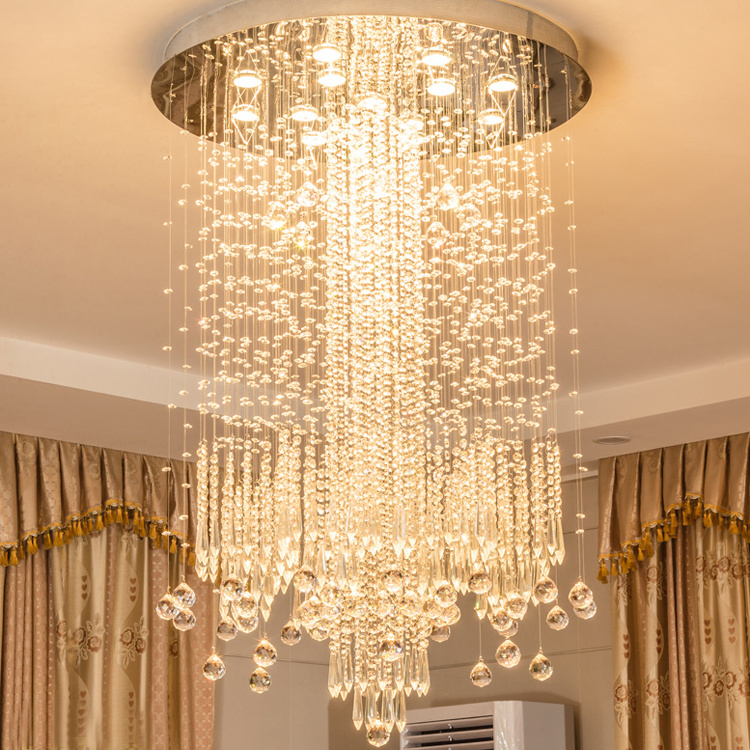 Modern Chandelier lighting low ceiling beads chain luxury lighting k9 crystal chandelier for hotel ETL82103