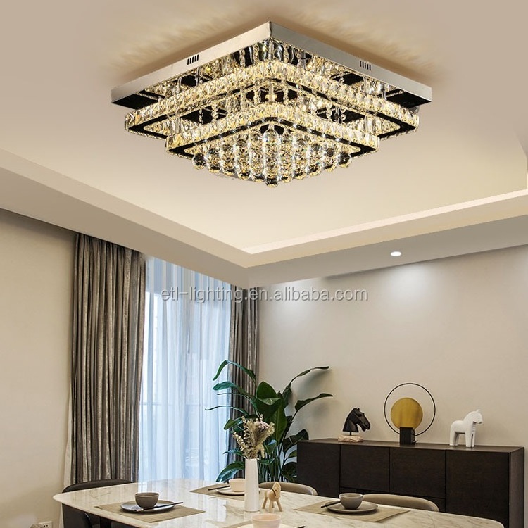 Rectangle Crystal Ceiling Light Color Changing Chandelier Crystal Lights Luxury Ceiling Crystal Lights