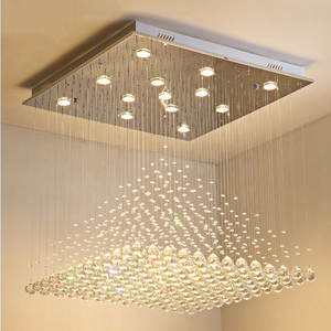 LED crystal ceiling light square high ceiling chandeliers drop lights for dinning room ETL82027