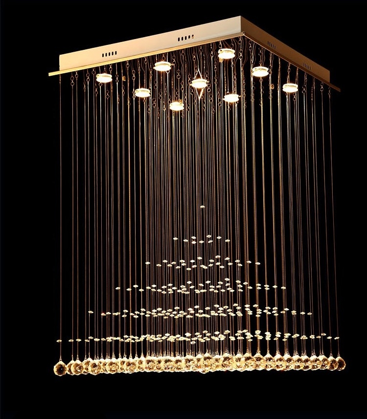 LED crystal ceiling light square high ceiling chandeliers drop lights for dinning room ETL82027