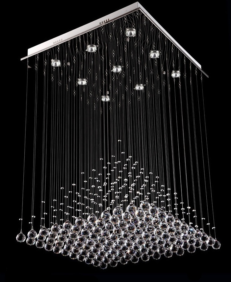 LED crystal ceiling light square high ceiling chandeliers drop lights for dinning room ETL82027