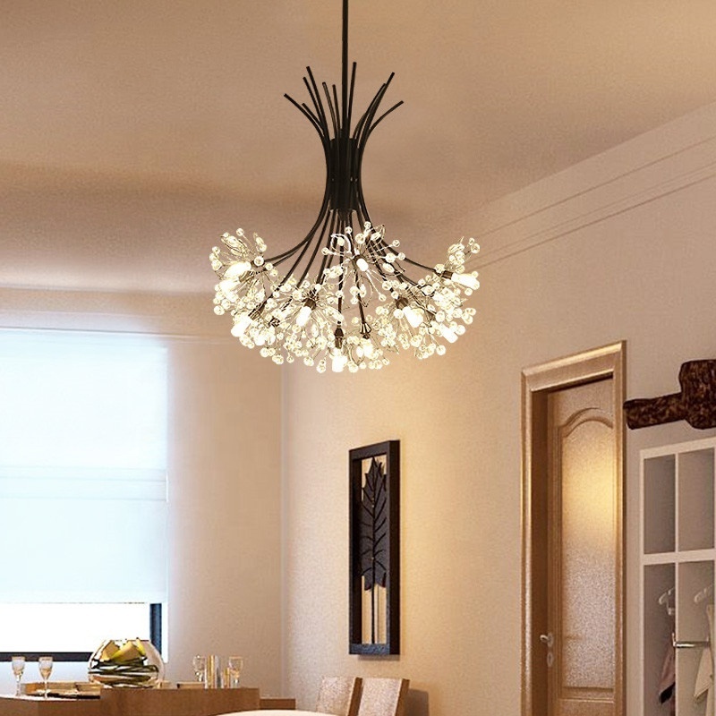 LED Crystal pendant lamp art deco light fixtures decorative metal flower chandelier for home ETL89100