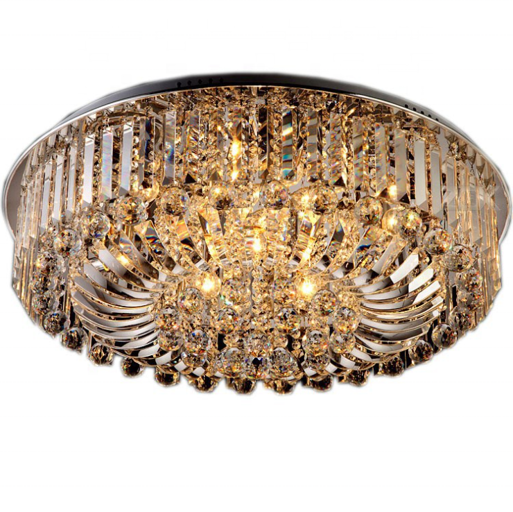 Ceiling mounted crystal ceiling light fixture fancy round ceiling lamp lights for bedroom ETL60378