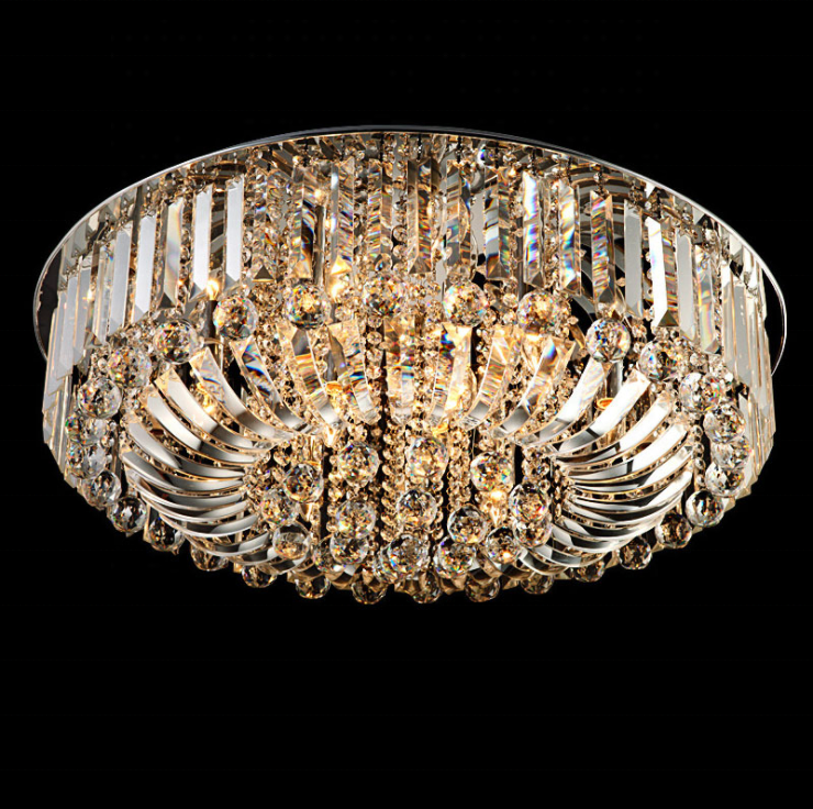 Ceiling mounted crystal ceiling light fixture fancy round ceiling lamp lights for bedroom ETL60378