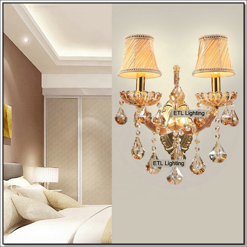 Luxury Crystal Wall Lamp Fancy Villa Indoor Wall Lights Bedroom Beside Wall Lamp