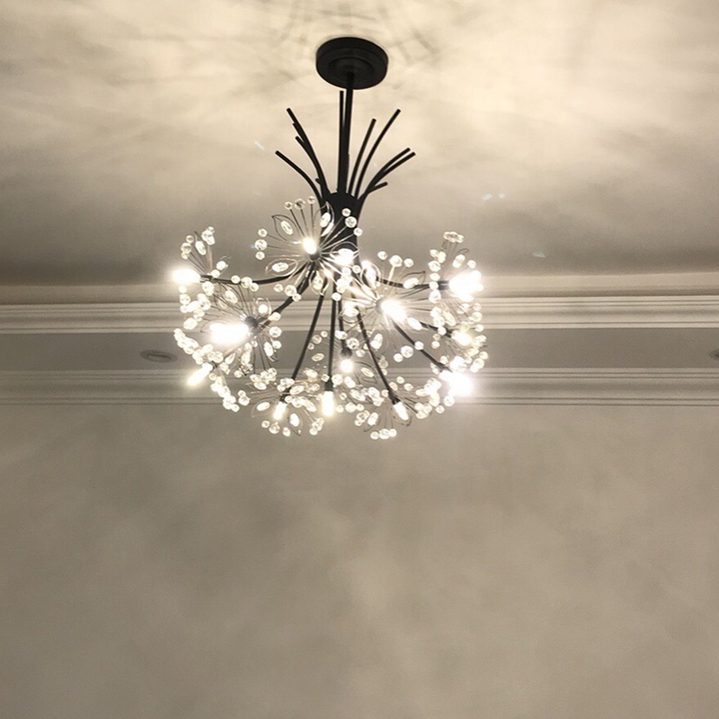 LED Crystal pendant lamp art deco light fixtures decorative metal flower chandelier for home ETL89100