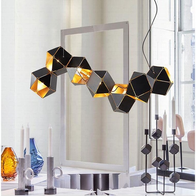 Modern Decorative office hanging industrial lighting Geometric black pendant light ETL89078