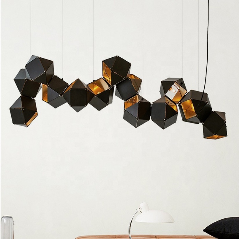 Modern Decorative office hanging industrial lighting Geometric black pendant light ETL89078