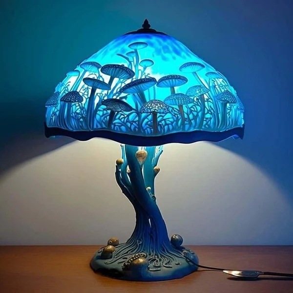 Bohemian Decor Painting Resin Mushroom LED Table Lamp Mushroom Stained Resin Plant Series Night Light