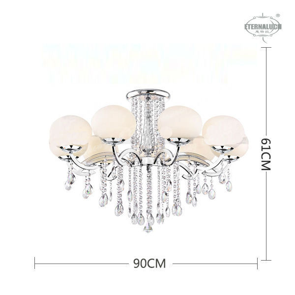 Modern Hotel Villa Room Chrome Metal E14 White Glass Pendant Light LED Chandelier With Chain