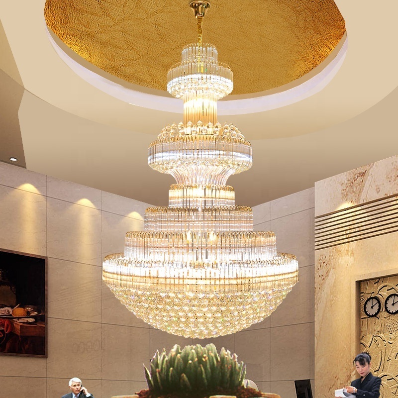 Modern Gold LED Luxury Chandeliers Large Crystal Chandelier For Banquet Hotel