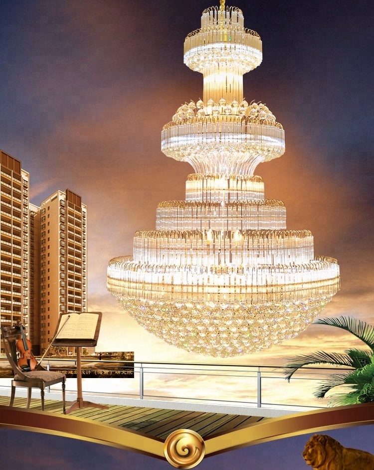 Modern Gold LED Luxury Chandeliers Large Crystal Chandelier For Banquet Hotel