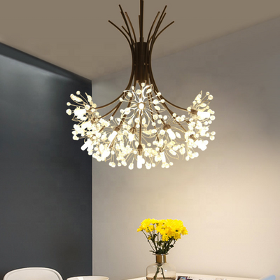 LED Crystal pendant lamp art deco light fixtures decorative metal flower chandelier for home ETL89100