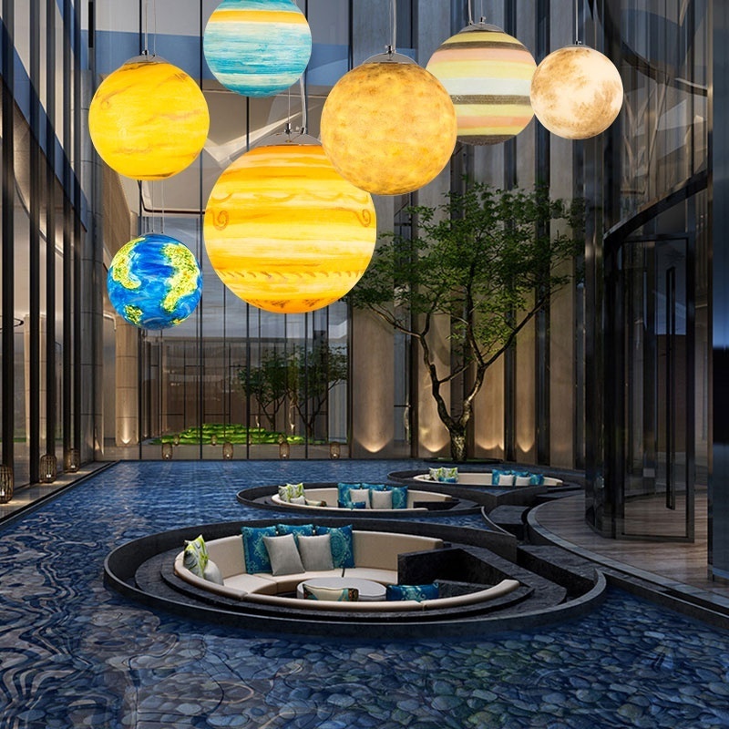 Christmas decoration light creative Universe Planet Pendant Light Resin LED Lunar Moon Pendant Lamp ETL89052