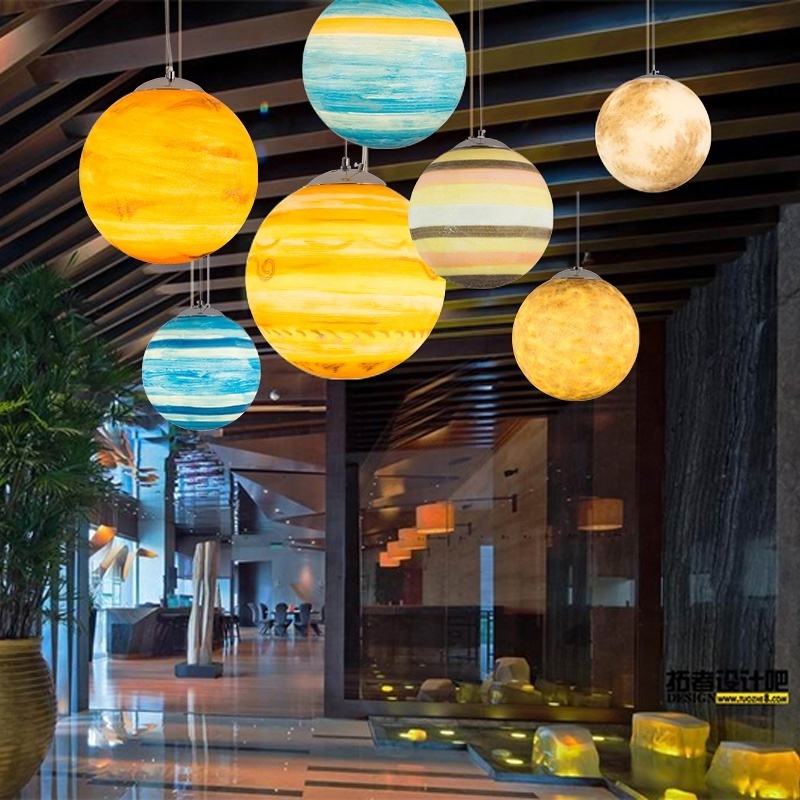 Christmas decoration light creative Universe Planet Pendant Light Resin LED Lunar Moon Pendant Lamp ETL89052