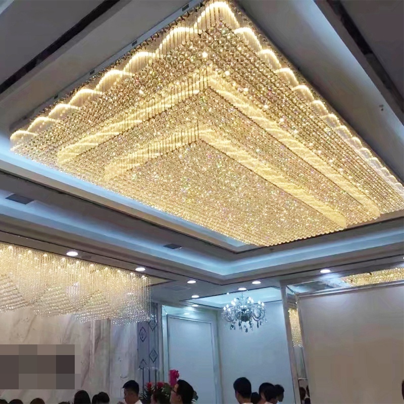 Custom Hotel Villa K9 Large Wedding Modern LED Crystal LED Ceiling Lighting Banquet Chandeliers Ceiling Light