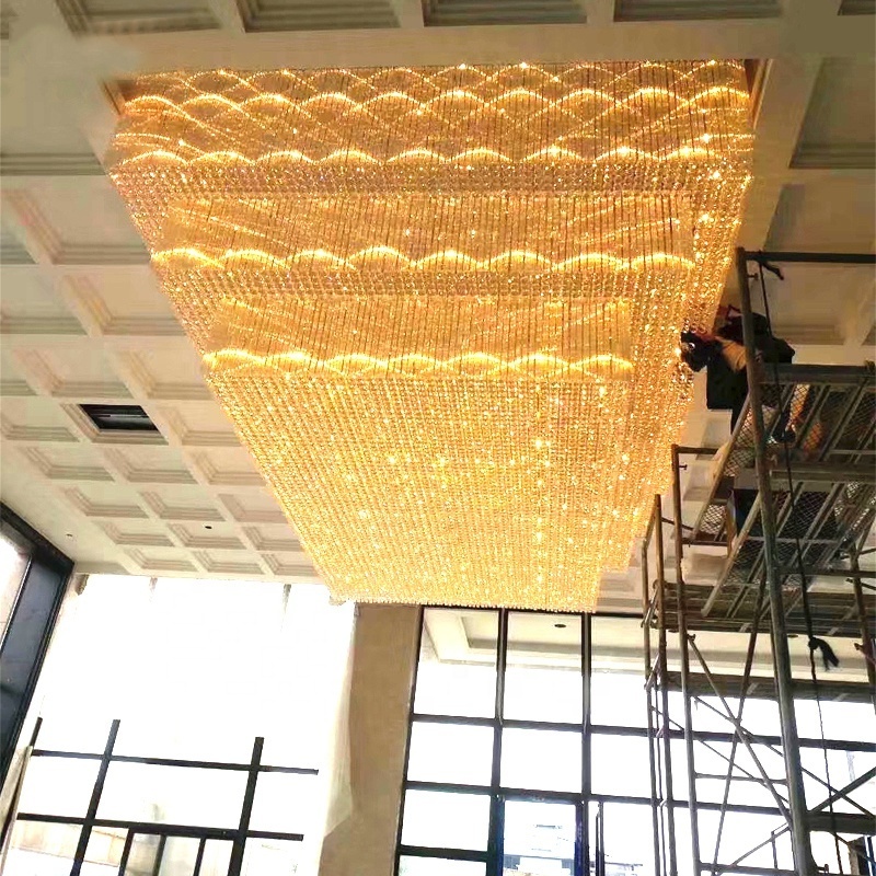 Custom Hotel Villa K9 Large Wedding Modern LED Crystal LED Ceiling Lighting Banquet Chandeliers Ceiling Light