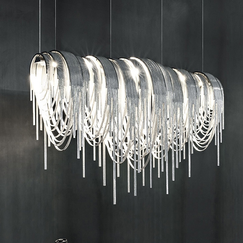 Aluminum Chain Chandelier Modern Silver Wedding Chandelier Lighting Fixture