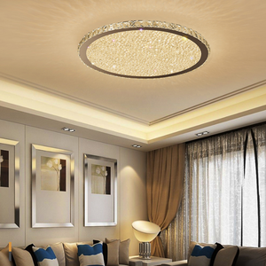 Chrome Stainless Steel Finished LED Ceiling Lamp Hotel Hallway Living Room Crystal Ceiling Light With Remote Control