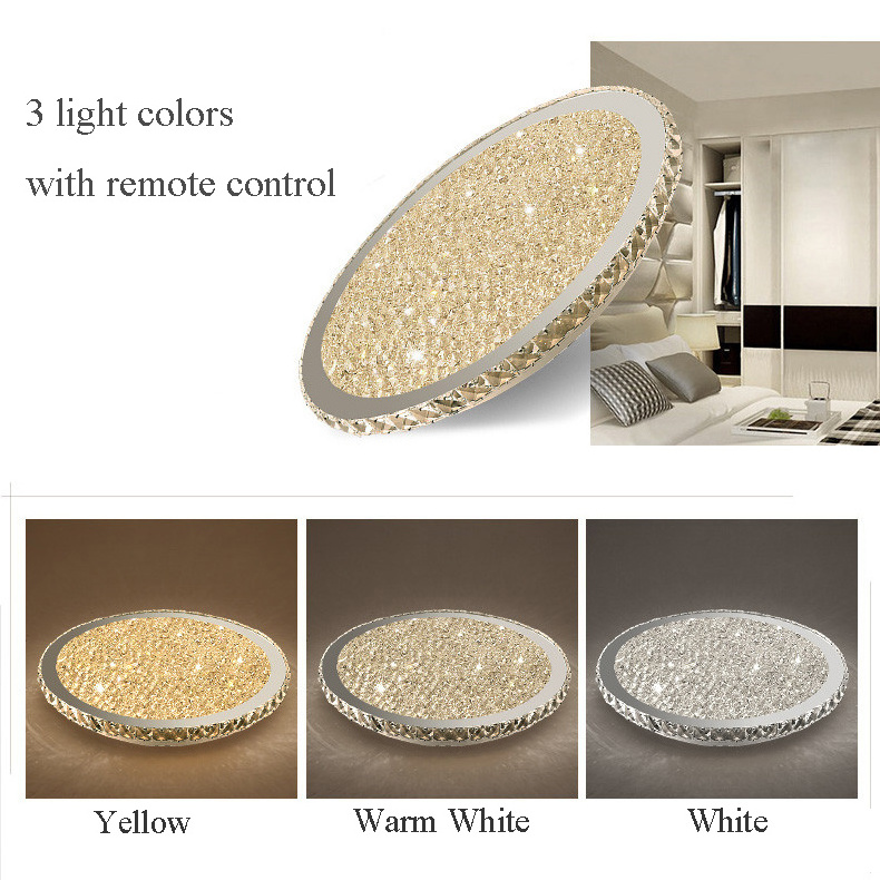 Chrome Stainless Steel Finished LED Ceiling Lamp Hotel Hallway Living Room Crystal Ceiling Light With Remote Control