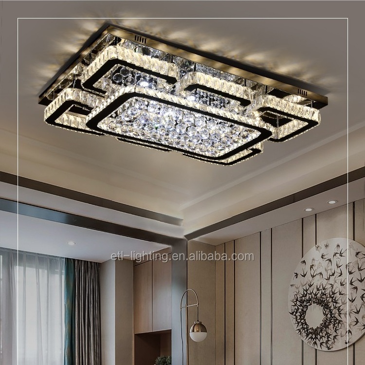 Rectangle Crystal Ceiling Light Color Changing Chandelier Crystal Lights Luxury Ceiling Crystal Lights