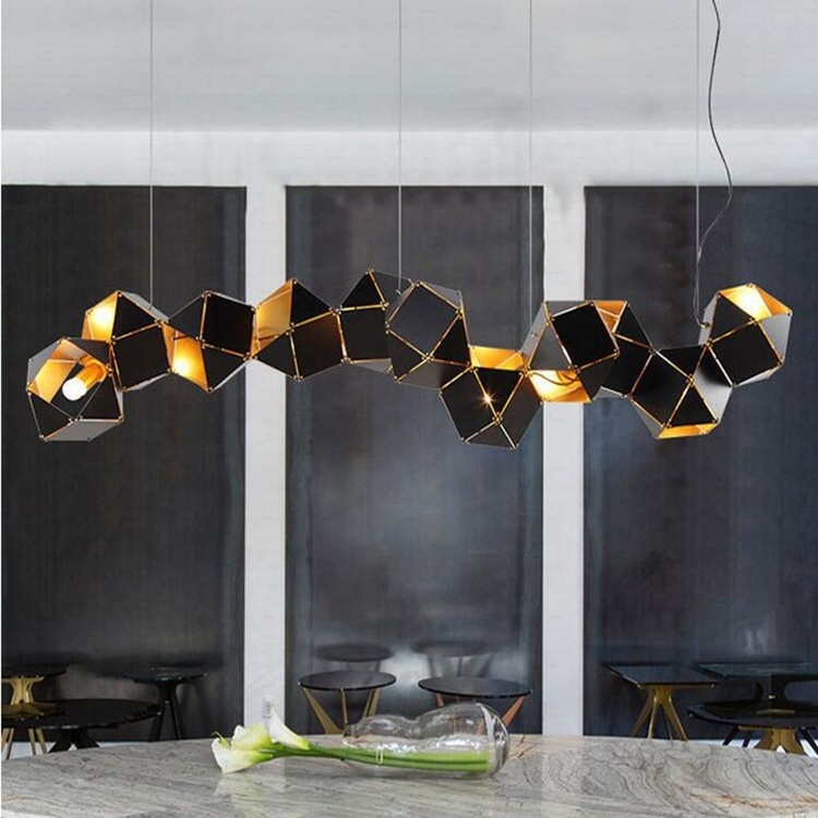 Modern Decorative office hanging industrial lighting Geometric black pendant light ETL89078