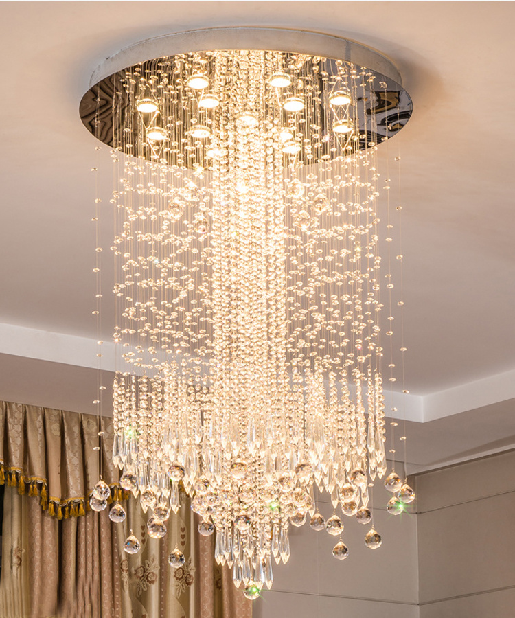 Modern Chandelier lighting low ceiling beads chain luxury lighting k9 crystal chandelier for hotel ETL82103