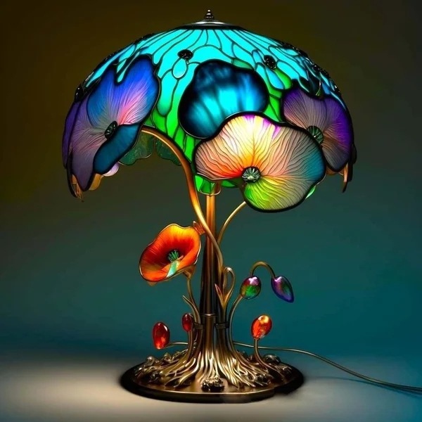 Bohemian Decor Painting Resin Mushroom LED Table Lamp Mushroom Stained Resin Plant Series Night Light