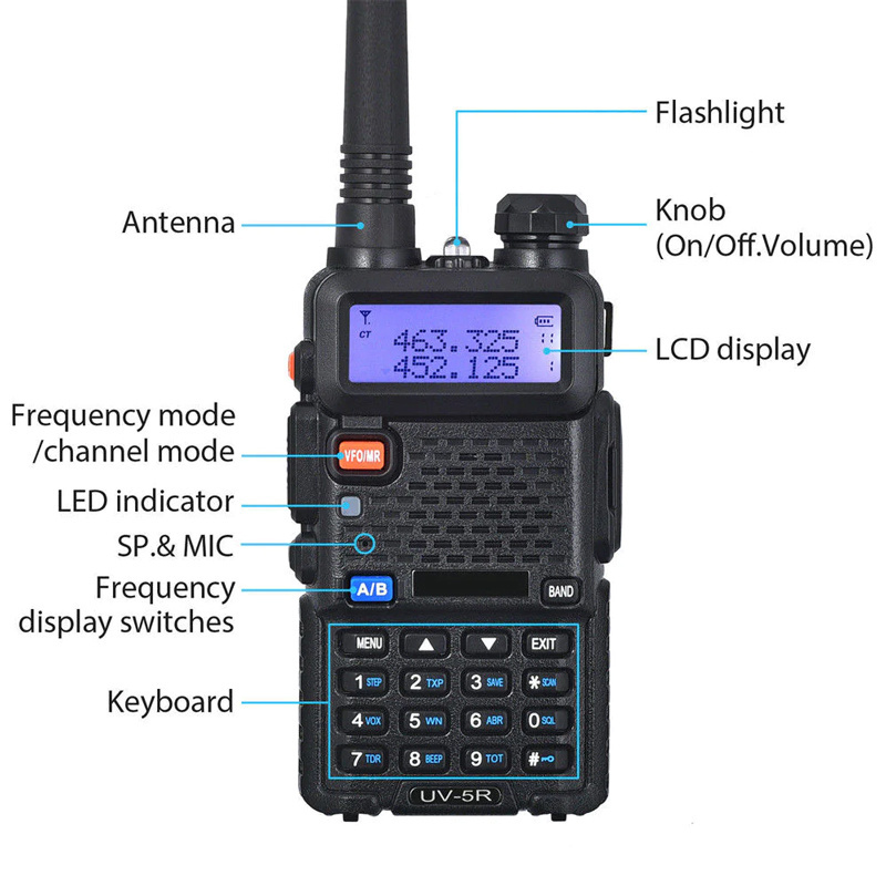 Baofeng High quality VHF UHF dual band handy two way radio UV-5R Ham radio for commercial