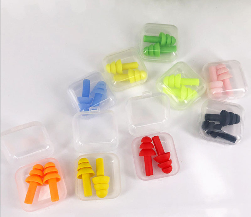 Promotional Travel Ear Plug Set 5 In 1 Orange Silicone Reusable Ear Plugs For Sleep Tapones De Oidos