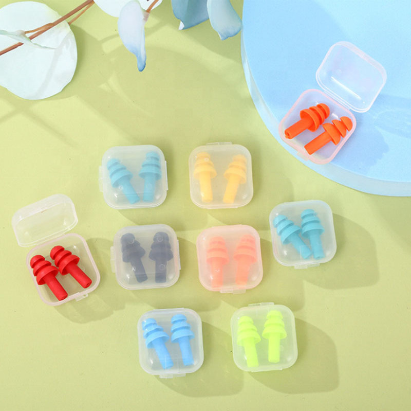 Promotional Travel Ear Plug Set 5 In 1 Orange Silicone Reusable Ear Plugs For Sleep Tapones De Oidos