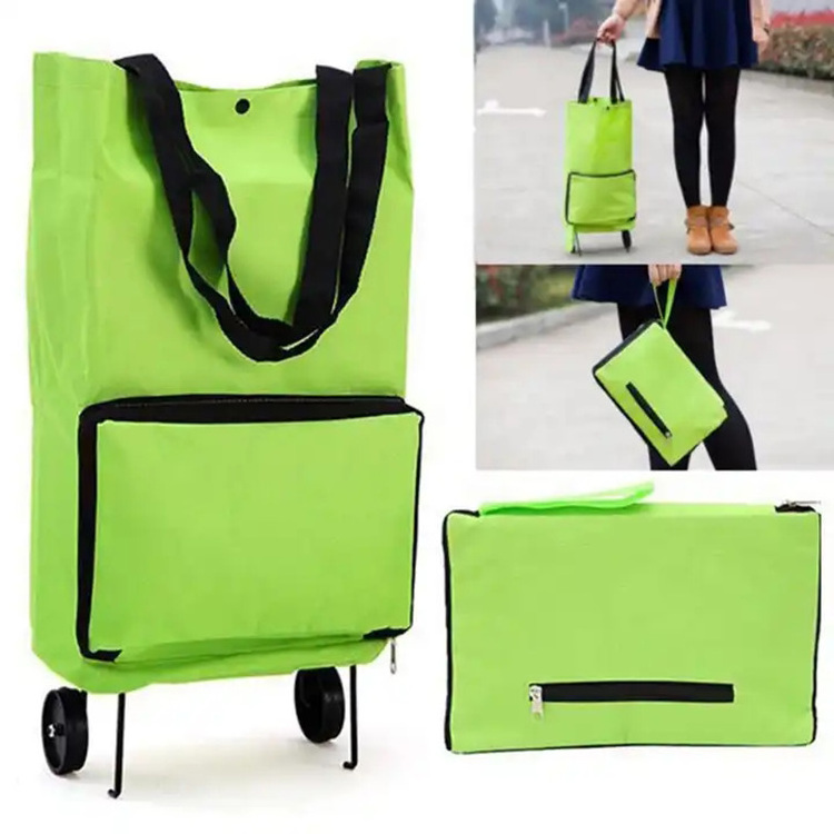 Lightweight Supermarket Carts Reusable Grocery Foldable Collapsible Shopping Trolley Cart Bags Folding Shopping Bag With Wheels