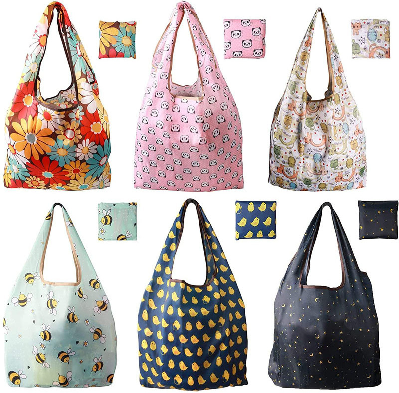 Reusable Shopping Grocery Pouch Bags Washable Foldable Heavy Duty Shopping Tote Bag Large Eco-friendly Purse Bag